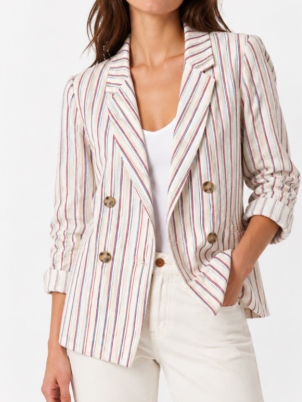 Dolan by Anthropologie Anna Double-Breasted Linen/Cotton Blazer – Size 2X